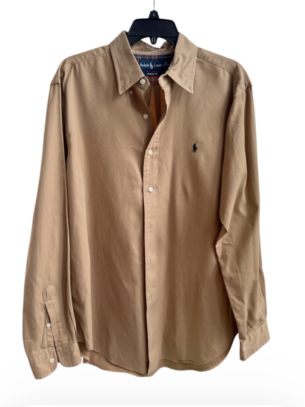 RALPH LAUREN Men’s Khaki Button Down Shirt Size Large